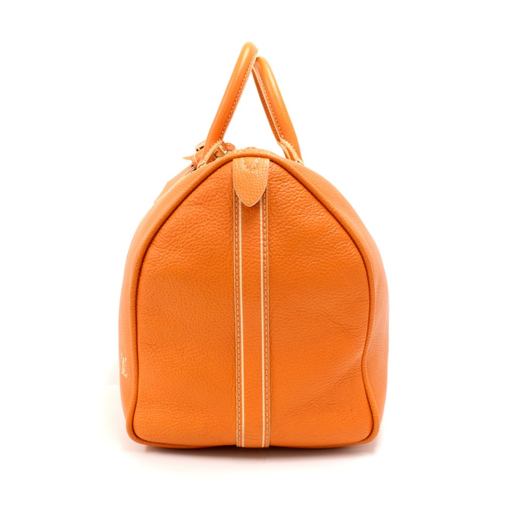 Keepall leather travel bag Louis Vuitton Orange in Leather - 30548885