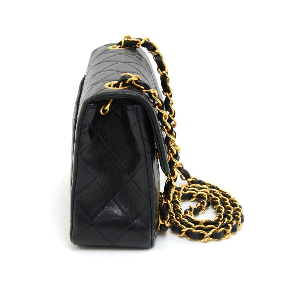 Chanel Vintage Chanel 7 Black Quilted Leather Mini Shoulder Flap Bag