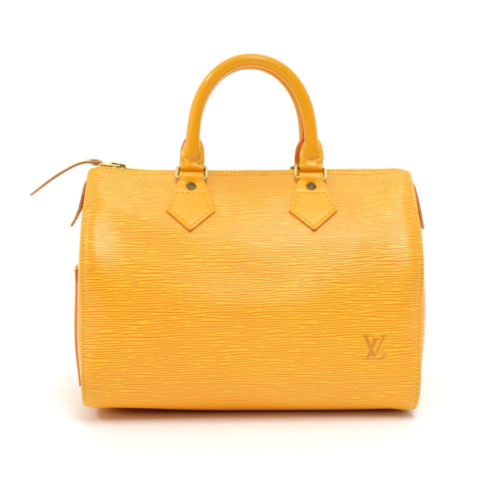Louis Vuitton Yellow Epi Leather Speedy 35 Bag.  Luxury, Lot #19017