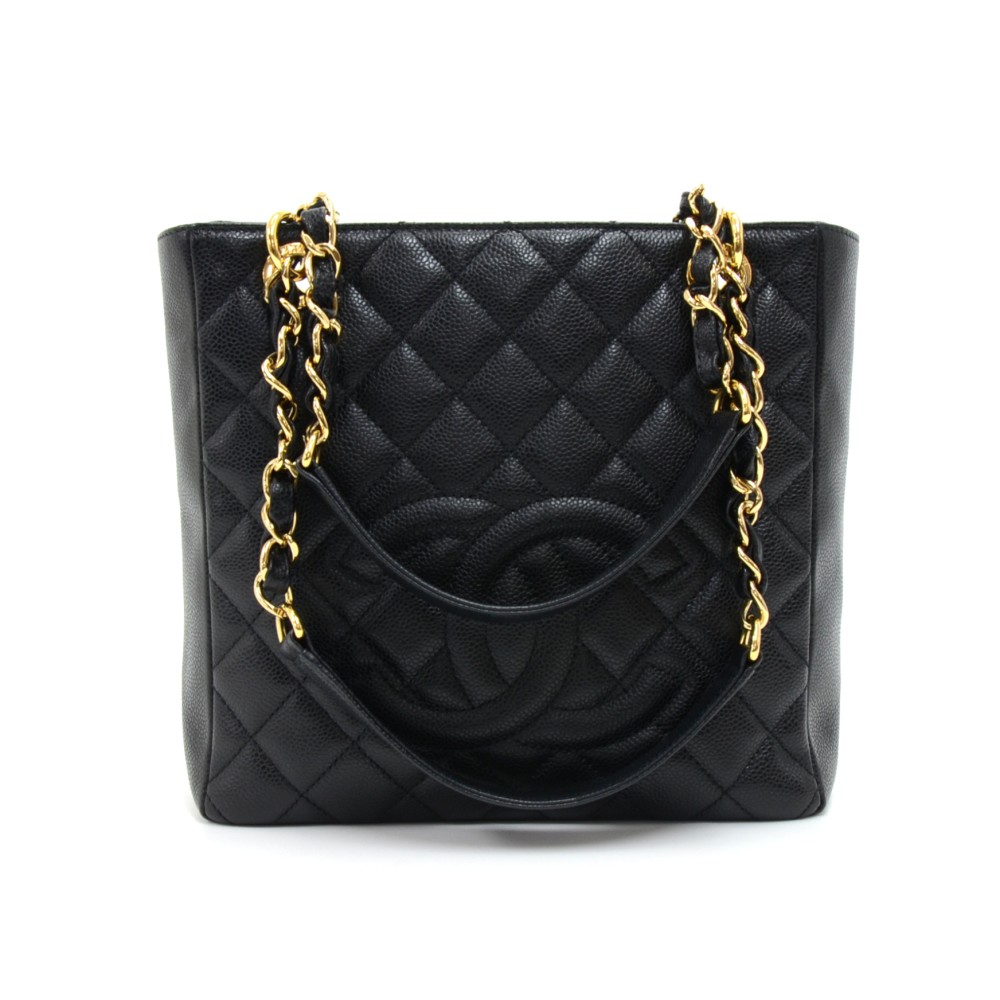 Chanel Chanel Petite Shopper Tote (PST) Black Quilted Caviar Leather