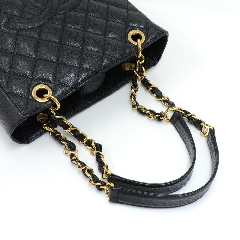 Chanel Chanel Petite Shopper Tote (PST) Black Quilted Caviar Leather