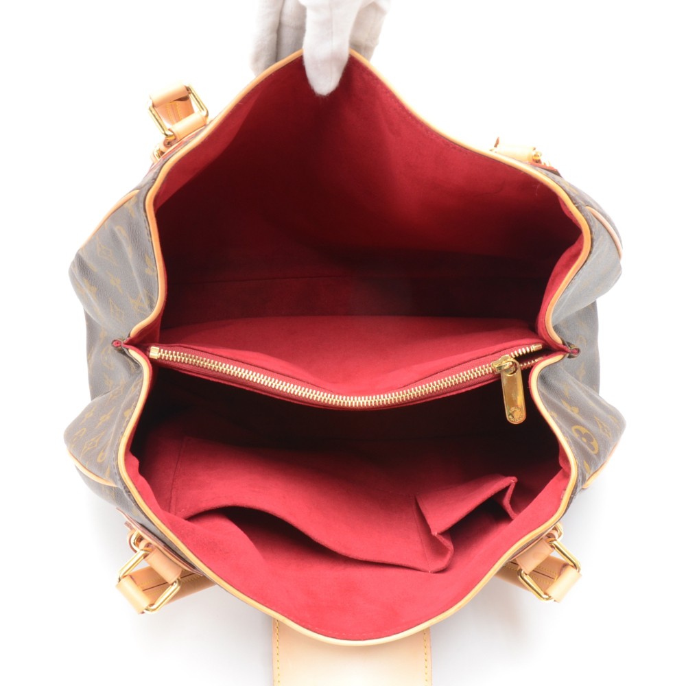 Authentic Louis Vuitton Monogram Griet handbag w/ Red Suede Inner Liner