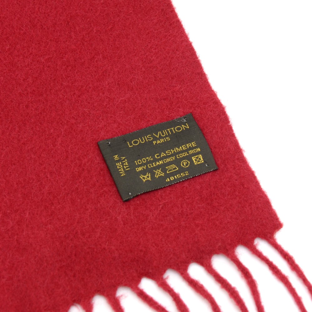 Louis Vuitton Louis Vuitton Logo Cashmere Muffler Red P14625 – NUIR VINTAGE