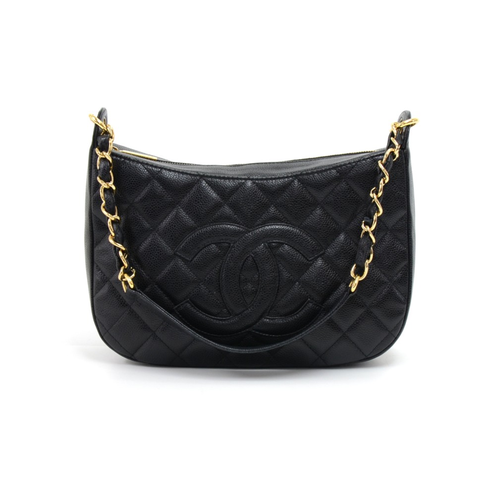 Totes Chanel Chanel PST Petite Shopping Tote in Black Quilted CC Caviar