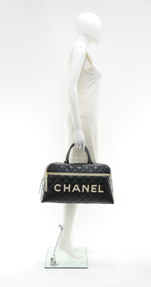 Chanel Boston Speedy Black Quilted Leather Hand Bag + Strap - Mrs Vintage -  Selling Vintage Wedding Lace Dress / Gowns & Accessories from 1920s –  1990s. And many One of a