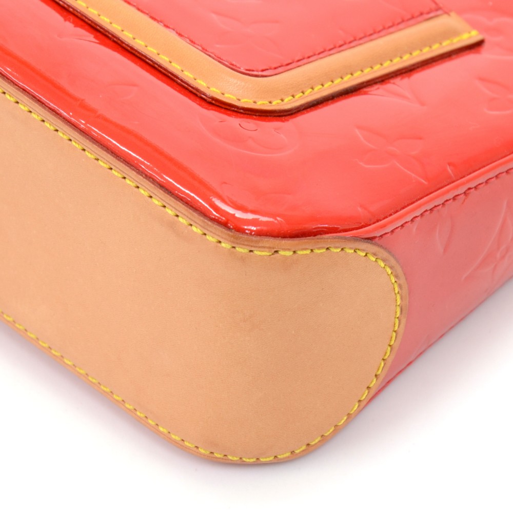 Authentic Louis Vuitton Vernis Mallory Square Shoulder Bag Red