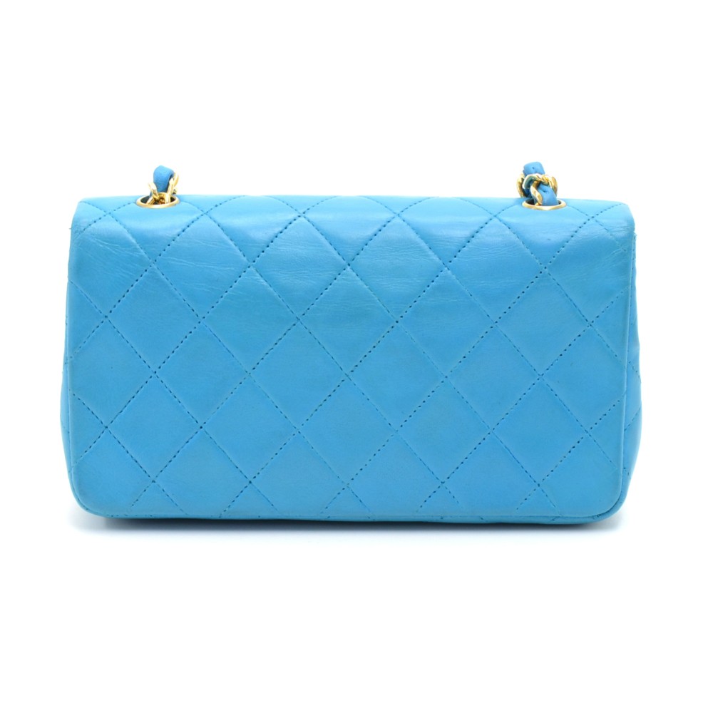 Chanel Vintage Chanel Turquoise Quilted Leather Mini Flap Shoulder
