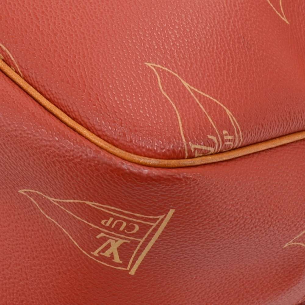 Louis Vuitton Red 1995 LV Cup Travel Bag Brown Leather Plastic ref