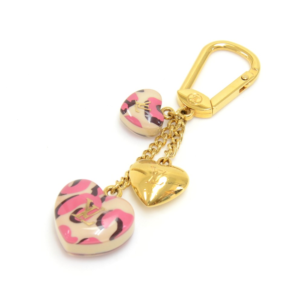 Louis Vuitton Louis Vuitton Pink Leopard Print Heart Shaped Key