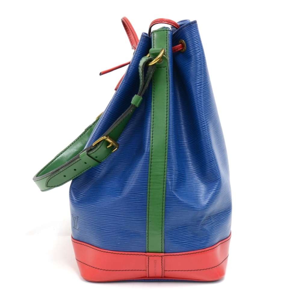 Louis Vuitton Bucket Noé Vintage Blue Green Red EPI Leather Shoulder Bag