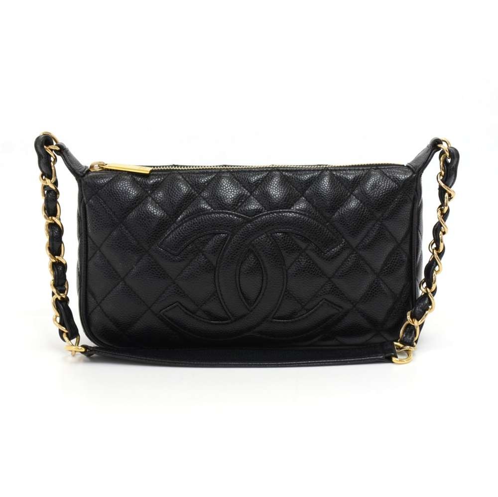 Chanel caviar cc shoulder bag black hot sale