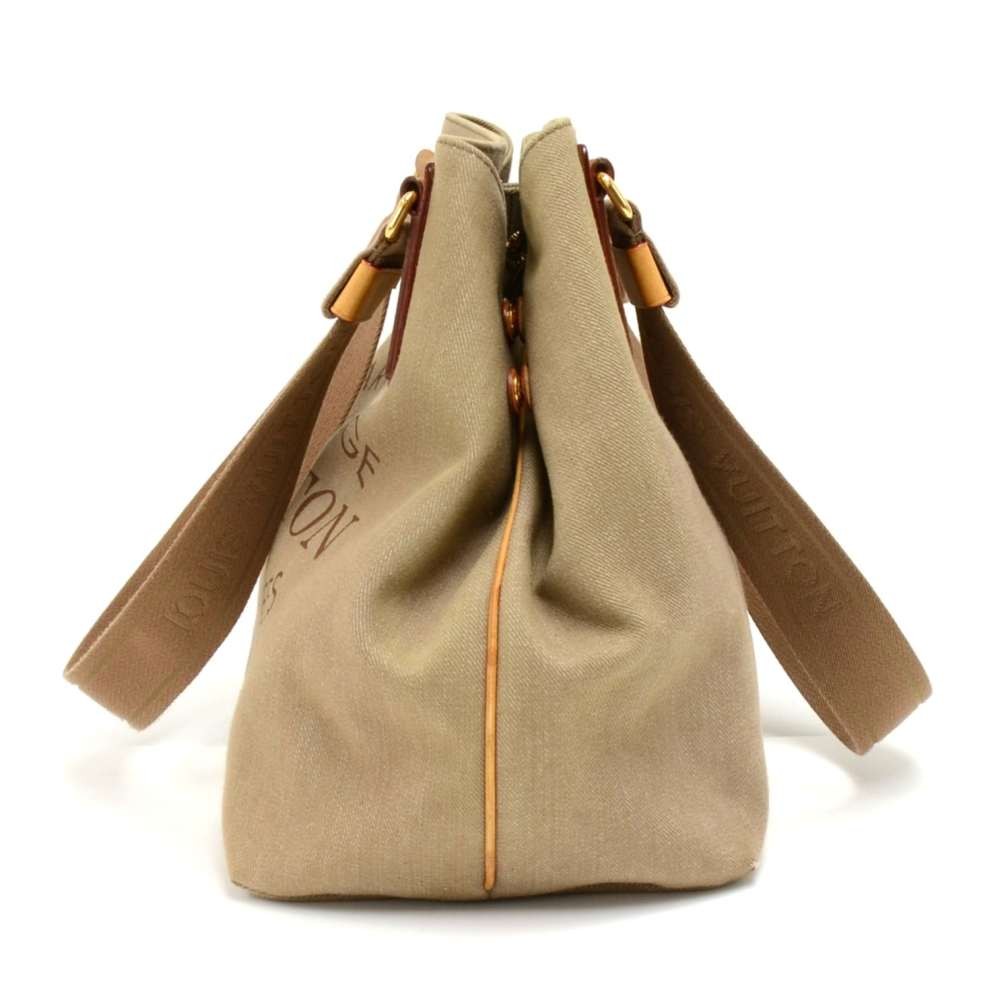 LOUIS VUITTON Authentic Women's Thai Sienne Tote Bag Beige Leather Zipper