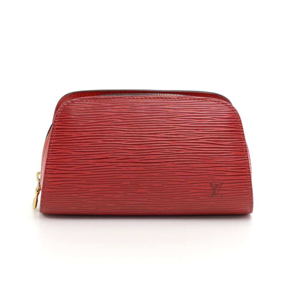 LOUIS VUITTON Coral Red Epi Leather Cosmetic Pouch PM POCHETTE COSMETIQUE