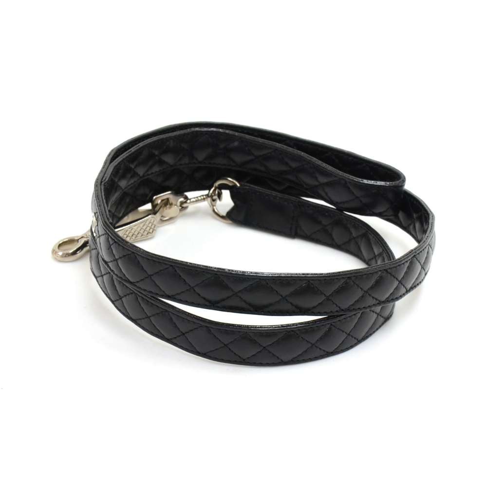 Chanel Chanel Black Quilted Leather Dog leash