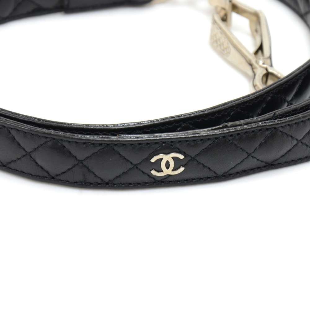 CHANEL Calfskin Quilted Dog Collar Black 362360