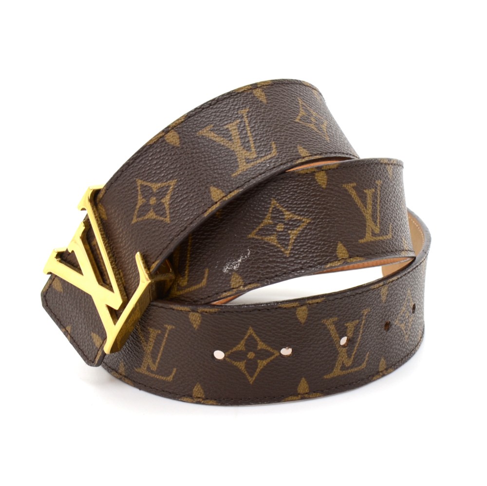 Shop Louis Vuitton Monogram Plain Leather Logo Belts (CEINTURE LV INITIALES  40 MM REVERSIBLE, M0159U, M0157U) by Mikrie