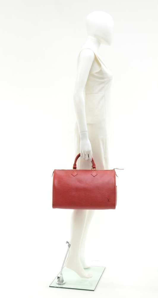 Red Louis Vuitton Epi Speedy 35 Bag – Designer Revival