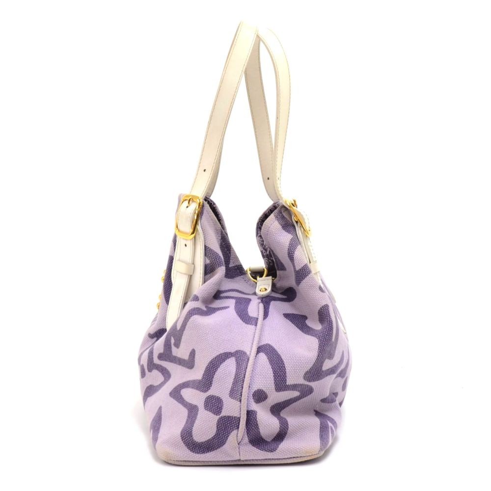 Louis Vuitton White and Purple Monogram Tahitienne Cabas PM, 9