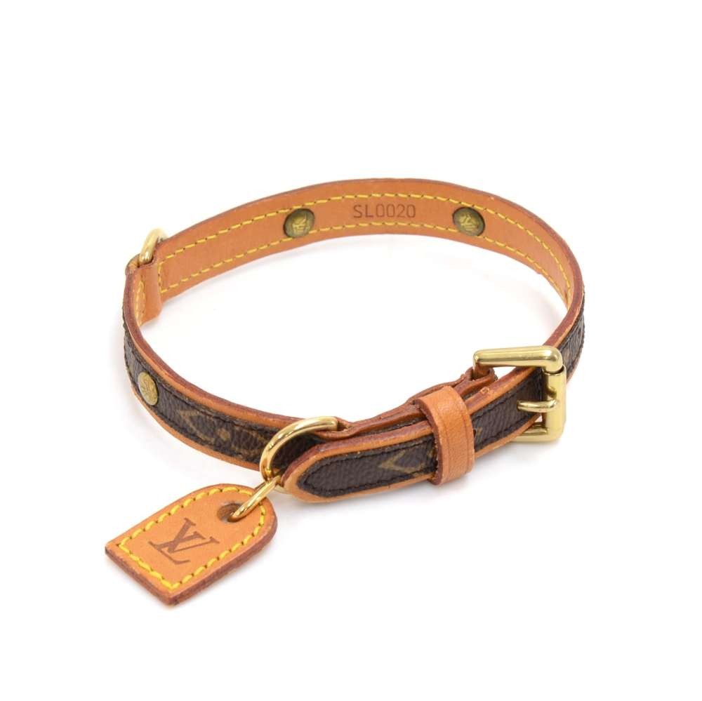 Louis Vuitton Baxter PM Dog Collar Gold Ring & MM Dog Leash