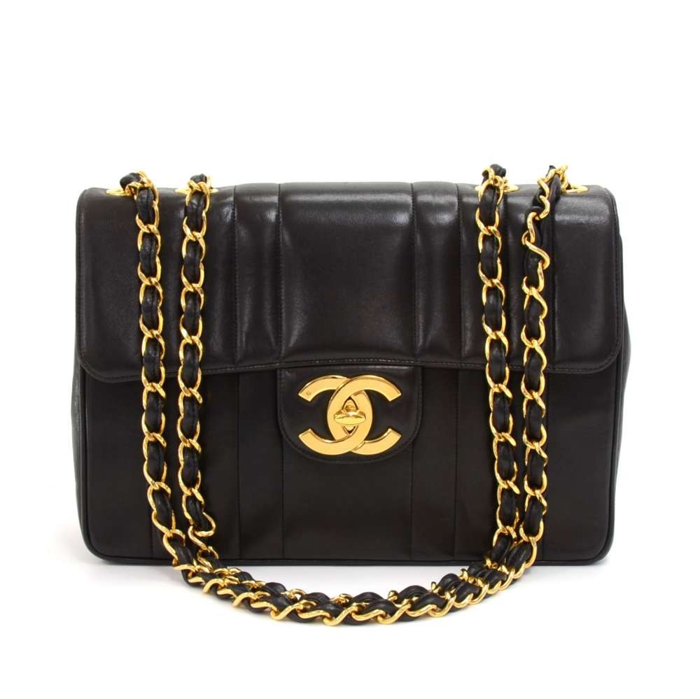 Chanel Beige Classic Jumbo Stitched Edge Single Flap Bag in Caviar