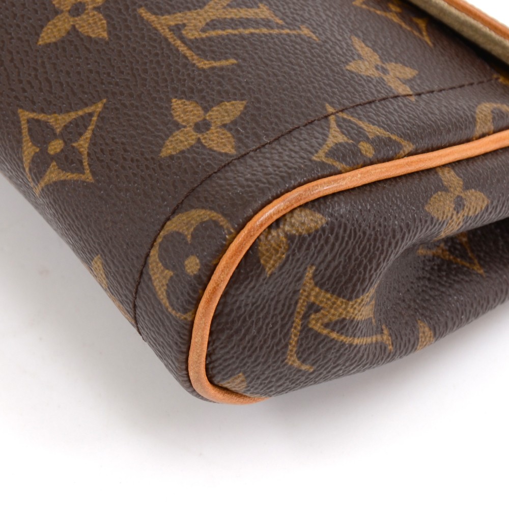 $700 Louis Vuitton Monogram Canvas Logo Brown Leather LV Eva Pouchette Clutch  Bag - Lust4Labels