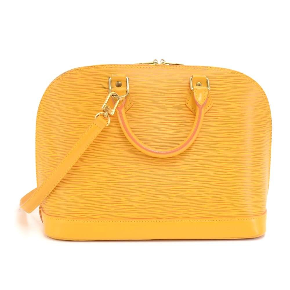 Alma leather handbag Louis Vuitton Yellow in Leather - 30396187
