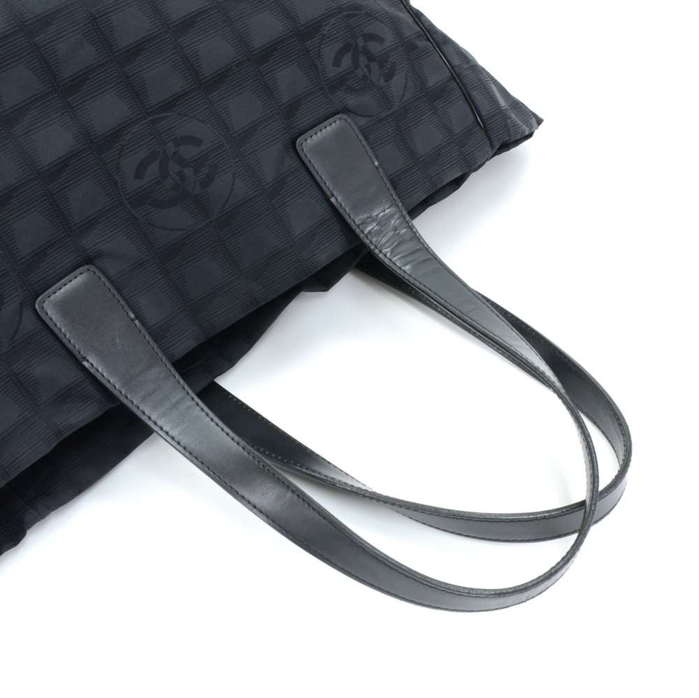 Chanel Chanel Travel Line Black Jacquard Nylon Medium Tote Bag