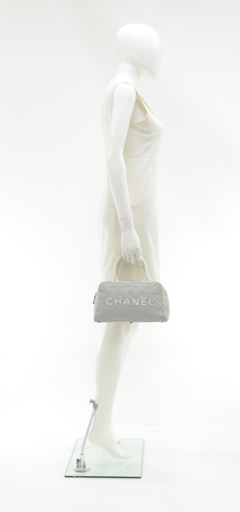 Chanel Chanel Sports Line Gray Quilted Canvas Mini Boston Bag
