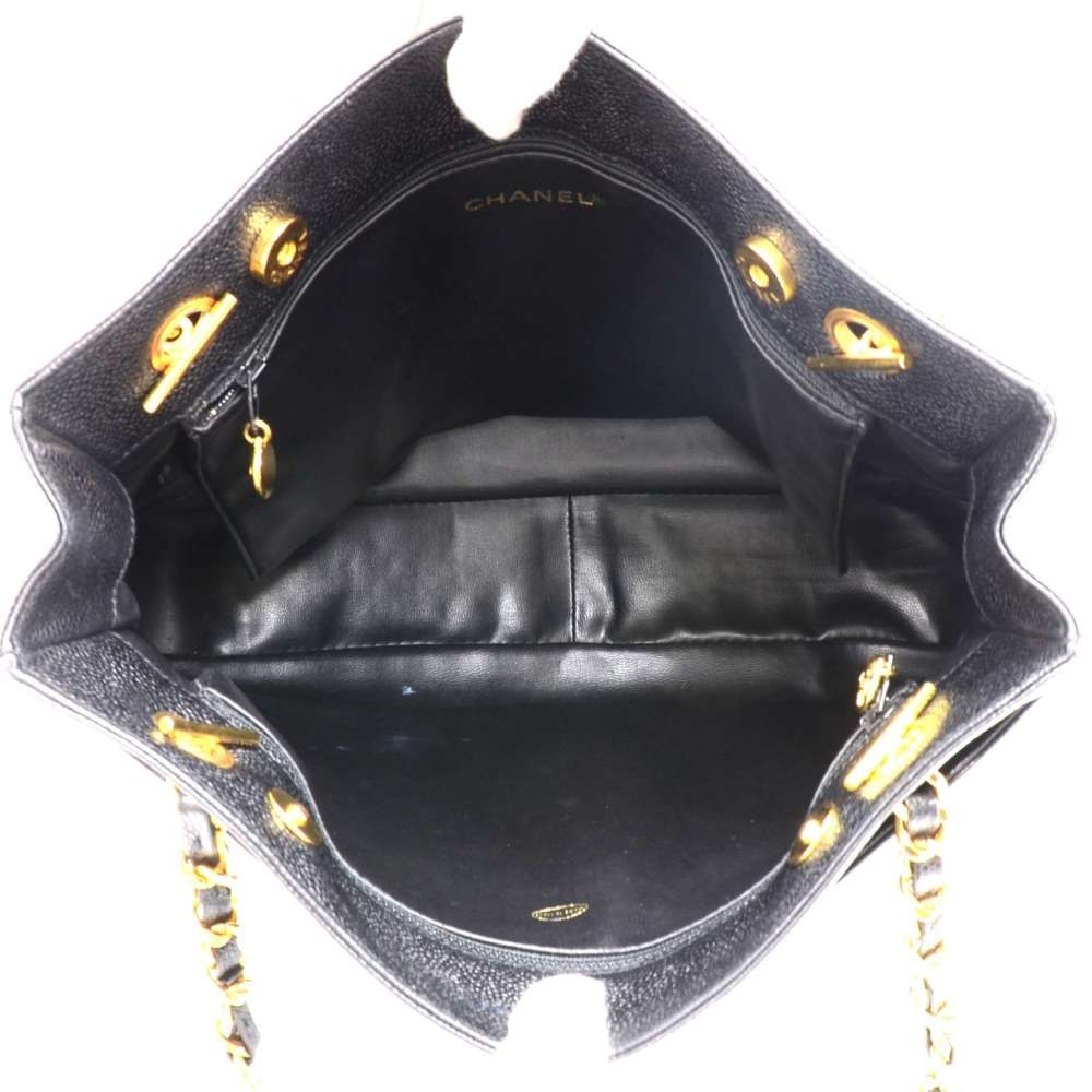 Chanel Chanel Black Caviar Leather Large CC Logo Shoulder Bag