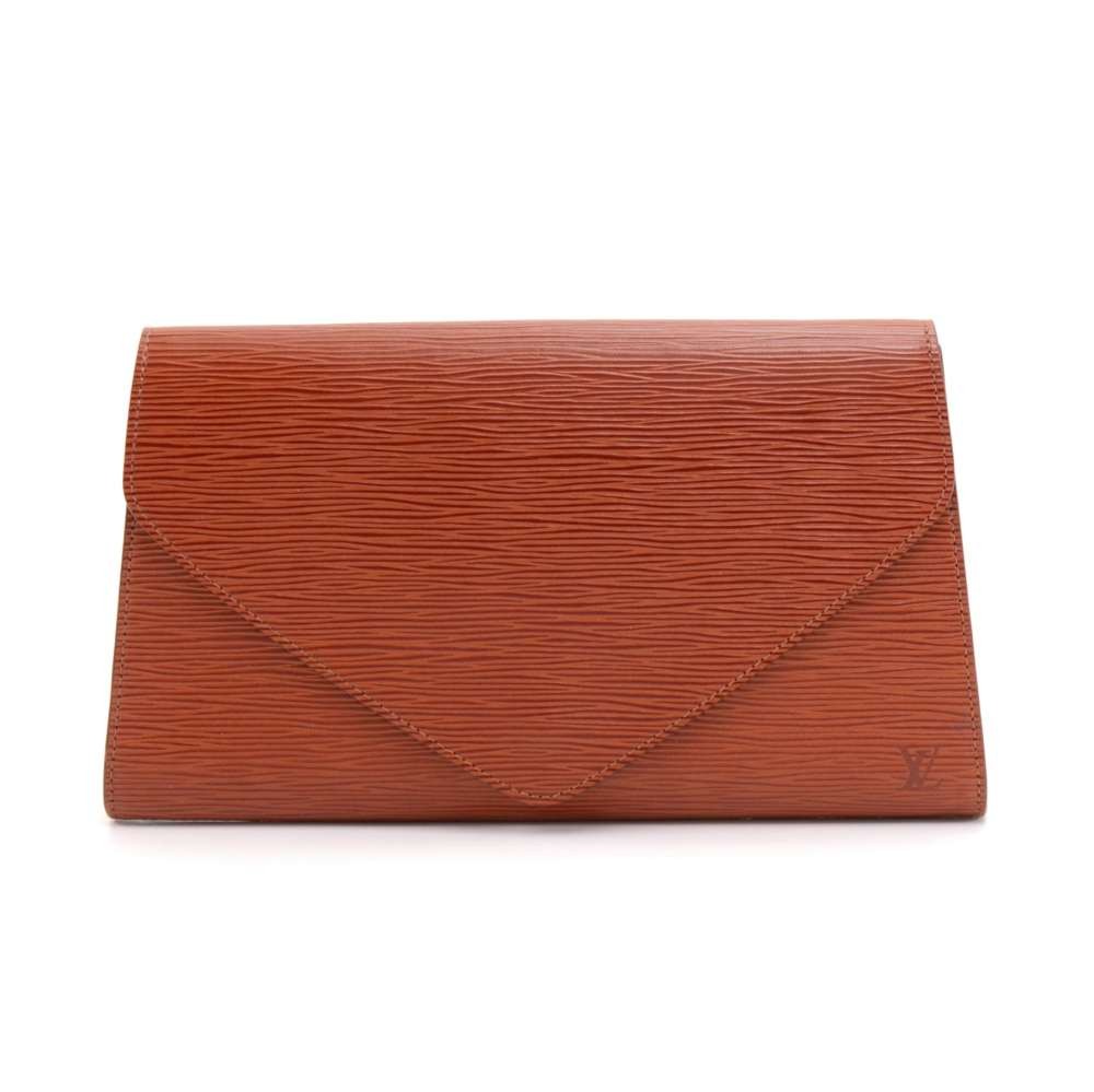 LOUIS VUITTON Arts Deco Epi Leather Brown Pochette Clutch Bag LP4360