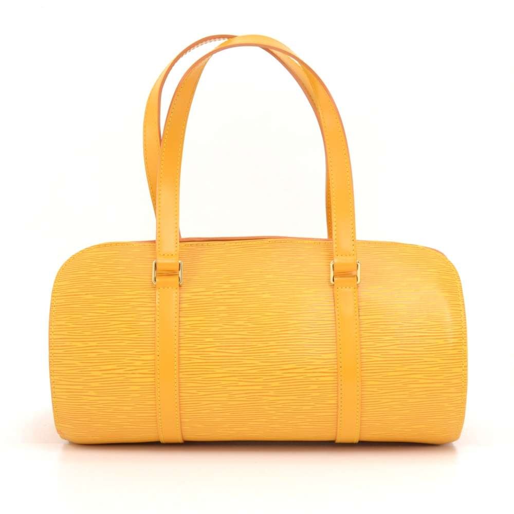LOUIS VUITTON LV Logo Soufflot Pouch Hand Bag Epi Leather Vanilla Gold  61JG543