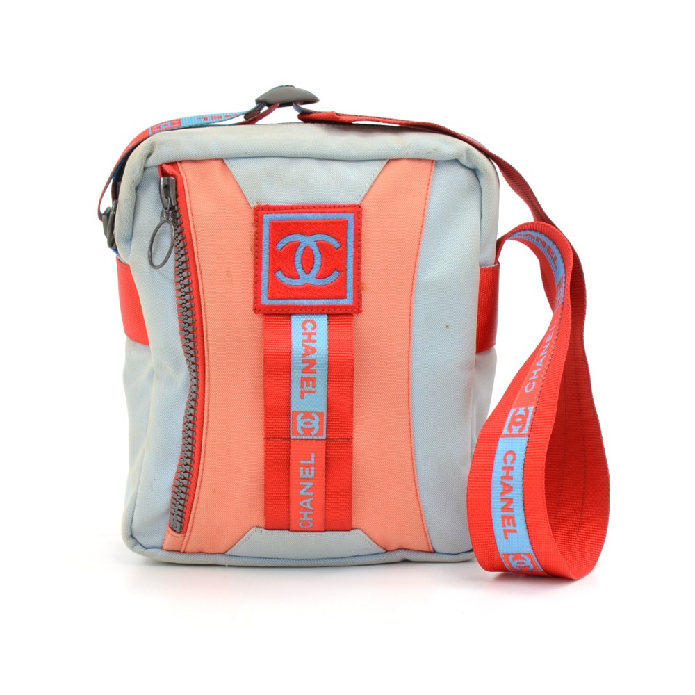 CHANEL Sport Vintage Coco Mark Stripe Tote Bag Handbag Logo Blue Canvas  Rank AB  eBay