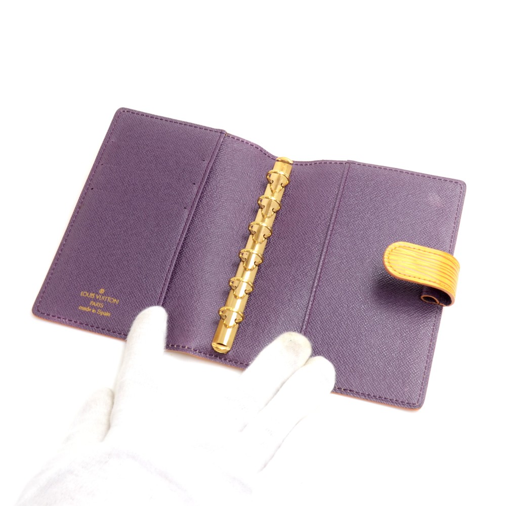 Louis Vuitton Yellow Epi Leather Medium Ring Agenda MM Diary Cover 862323