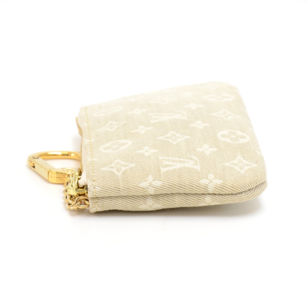 Louis Vuitton Beige Cream Monogram Mini Lin Key Pouch Pochette