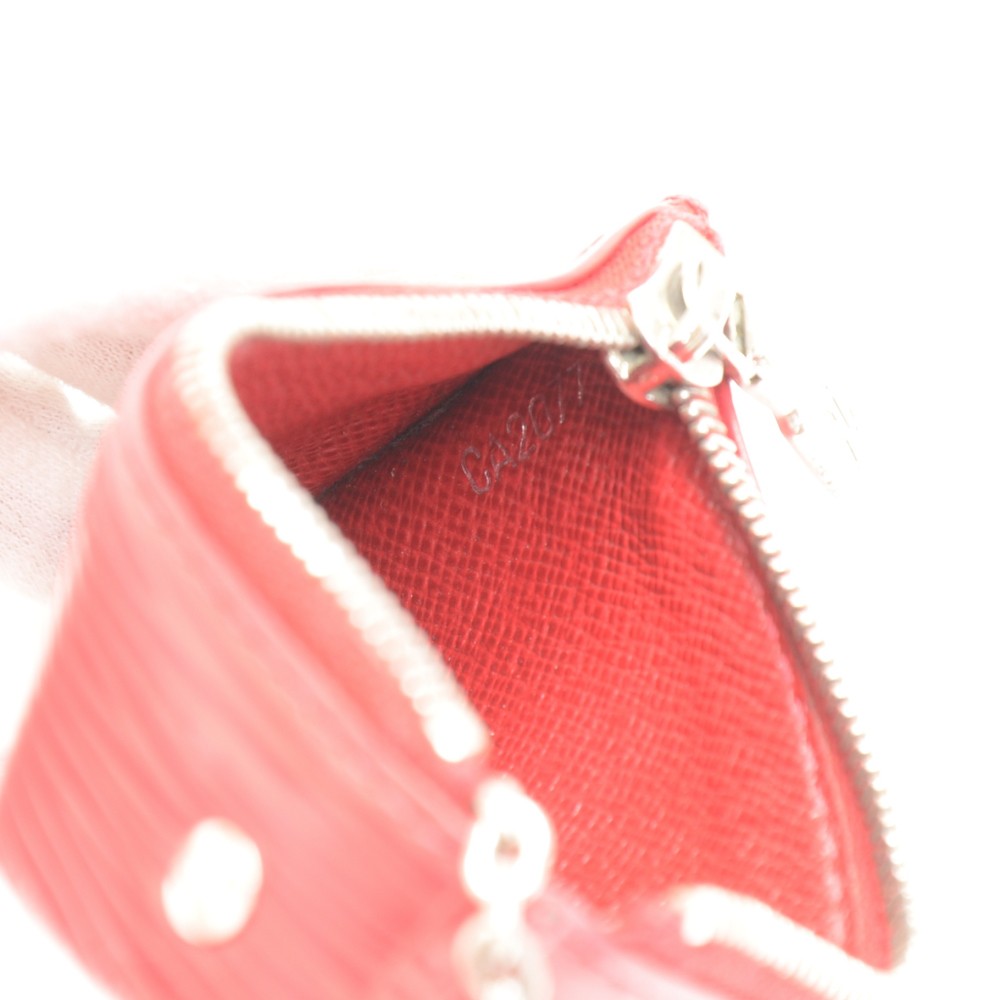 Louis Vuitton Red EPI Leather Key Pouch Pochette Cles Keychain 113lv29