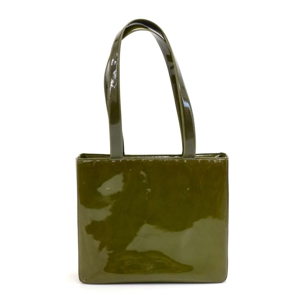 Transparent PVC and green patent leather tote bag with Ottoman pouch CHANEL