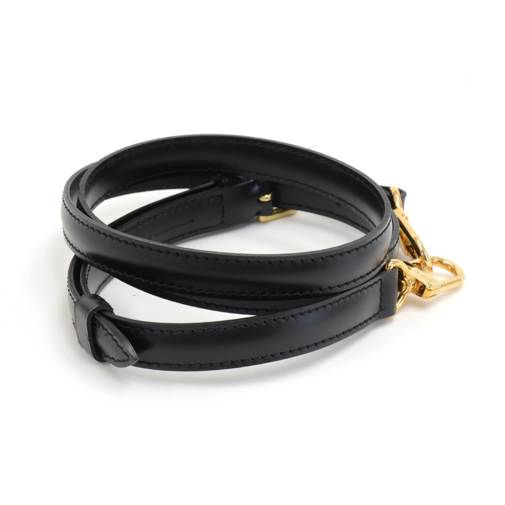 LOUIS VUITTON Shoulder strap leather Black unisex Used –