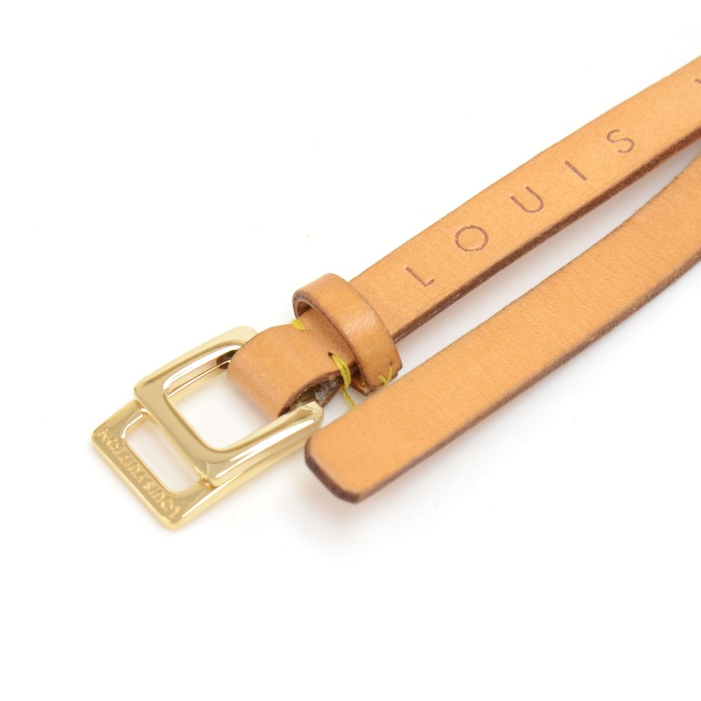 Louis Vuitton Women Beige Waist Belt Leather Skinny Buckle Box