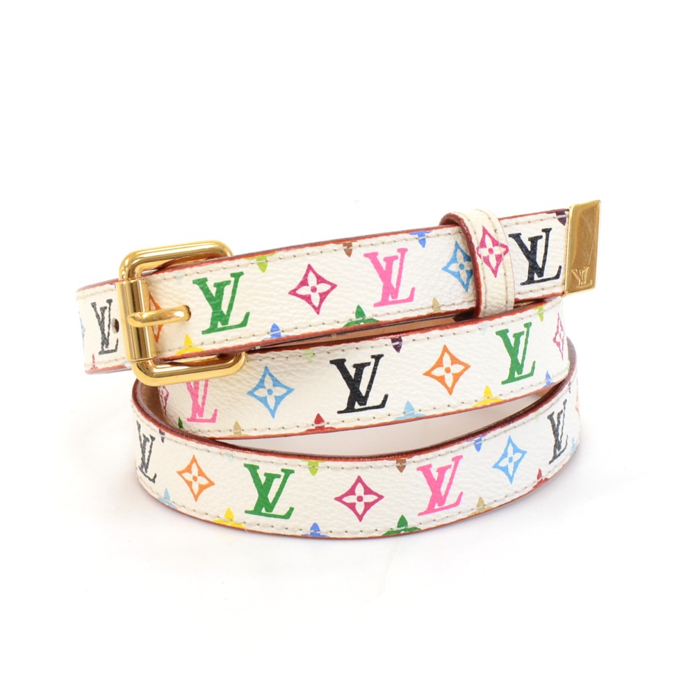 Louis Vuitton White Multicolor Canvas Fuchsia Pink LV Logo Belt 20mm –  Italy Station