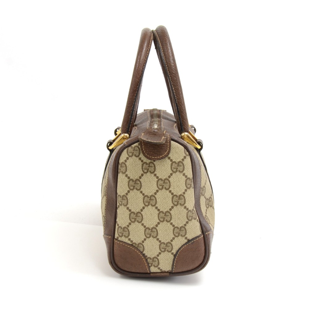 Gucci Brown/Beige GG Supreme Canvas and Leather Limited Edition Small Bird  Boston Bag Gucci