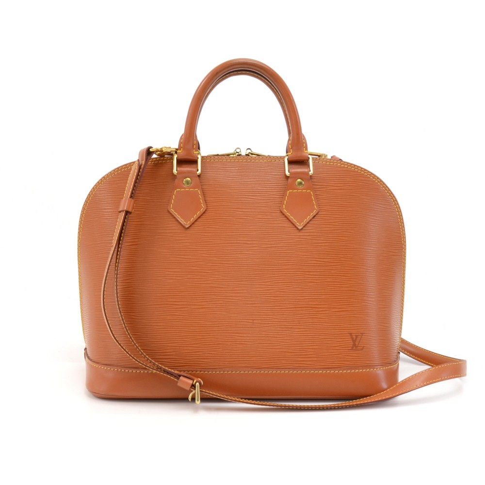 LOUIS VUITTON Epi Leather Alma PM Cipango Gold Brown Satchel Bag - 30%