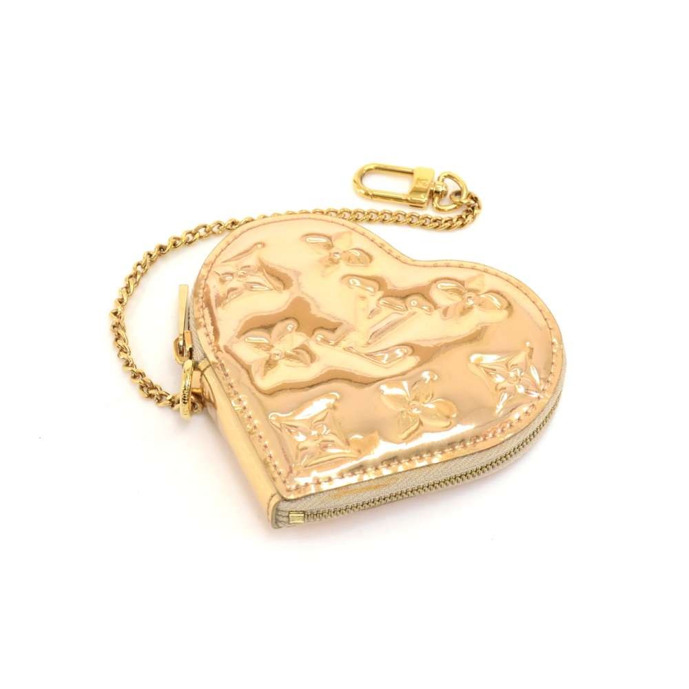 Louis Vuitton Porte Monnaies Cruer Gold Monogram Miroir Heart Shaped Coin  Case