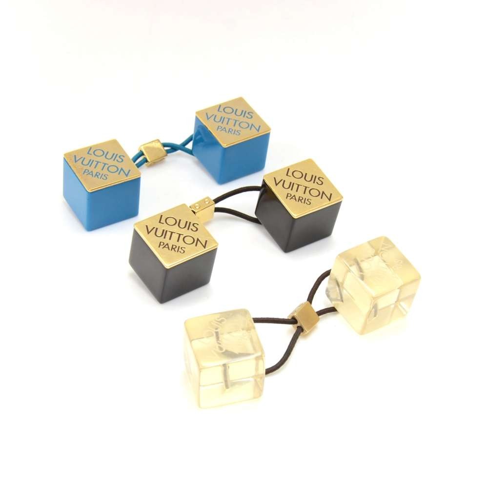 Louis Vuitton hair tie accessory yellow cube logo Used Japan Fedex