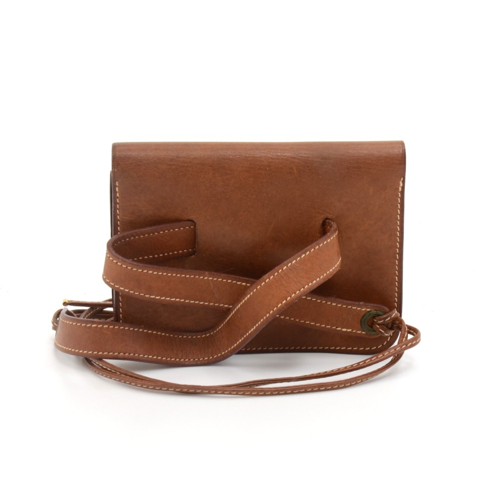 Hermes Vintage Hermes Brown Leather Waist Pouch Bag