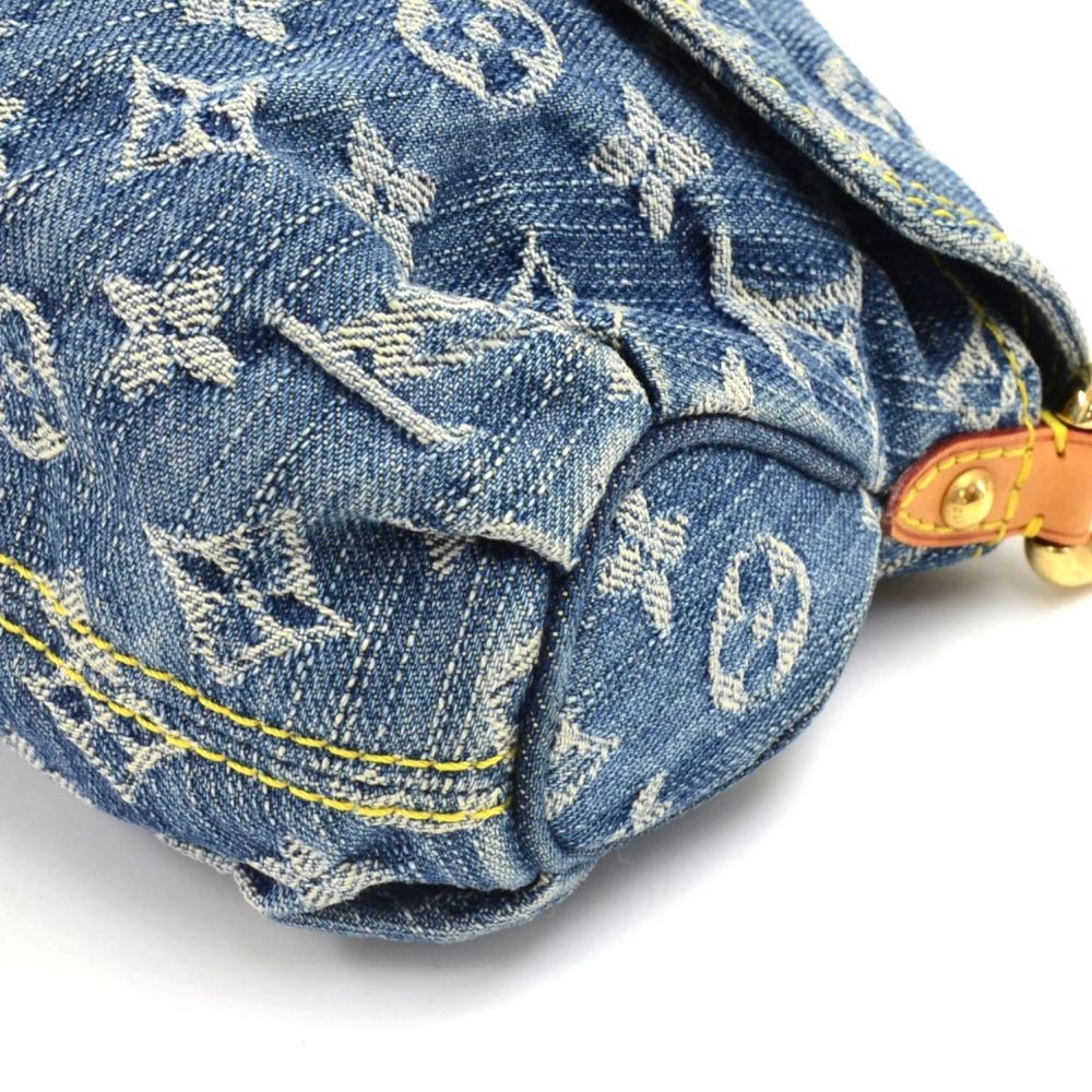LOUIS VUITTON Monogram Denim Mini Pleaty Shoulder Bag Blue M95332