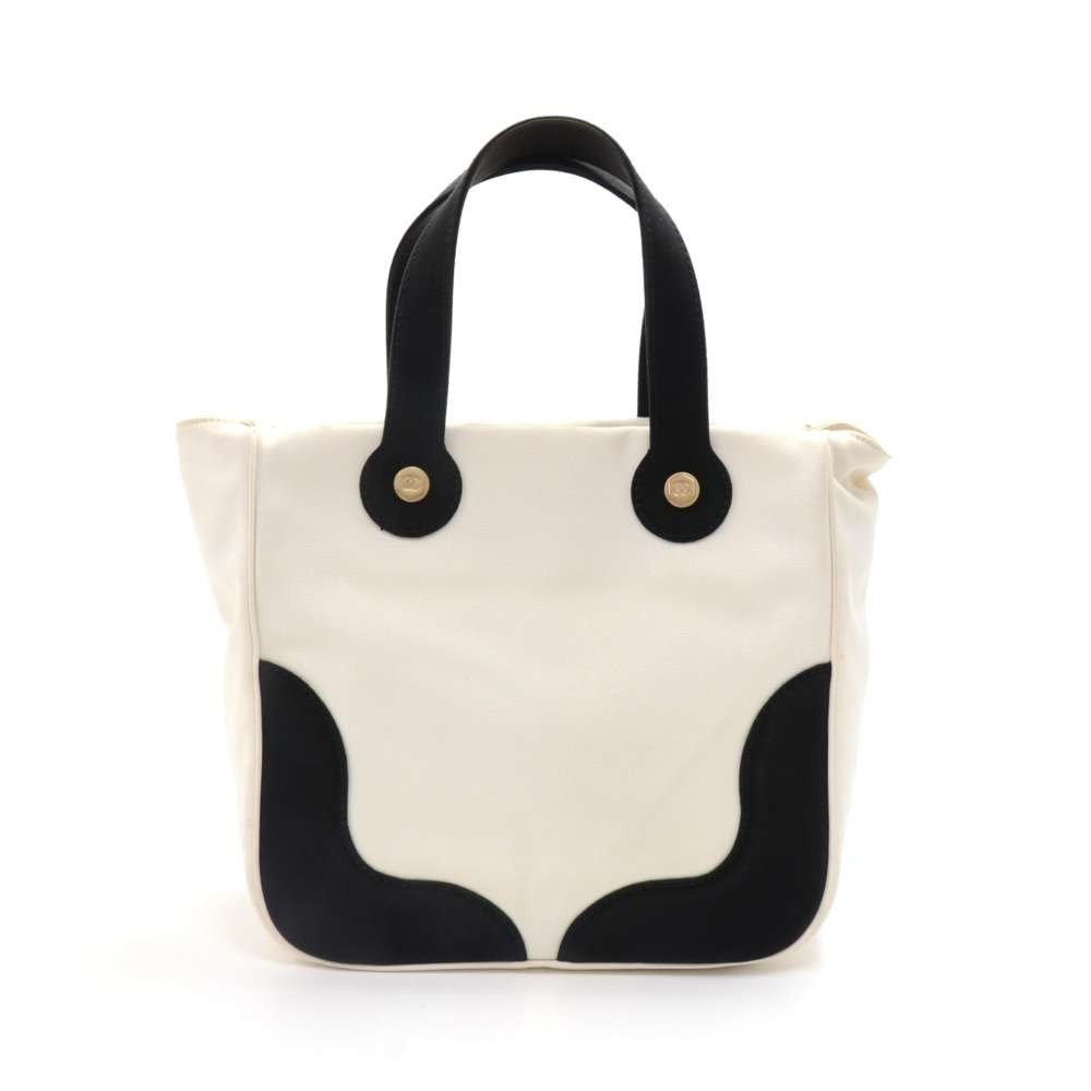 Used] CHANEL CC Coco Mark Marshmallow Handbag Tote Bag Canvas