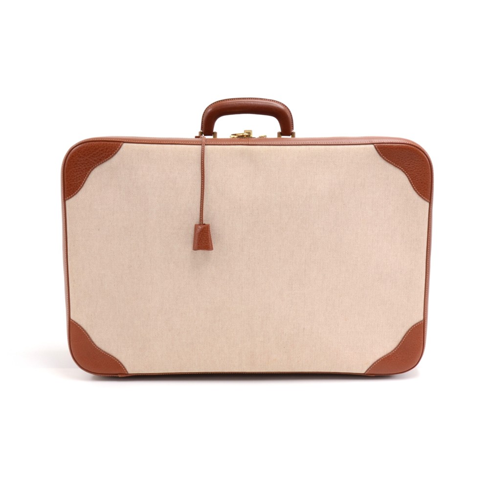 Hermes Canvas and Leather Vintage Travel Luggage at 1stDibs