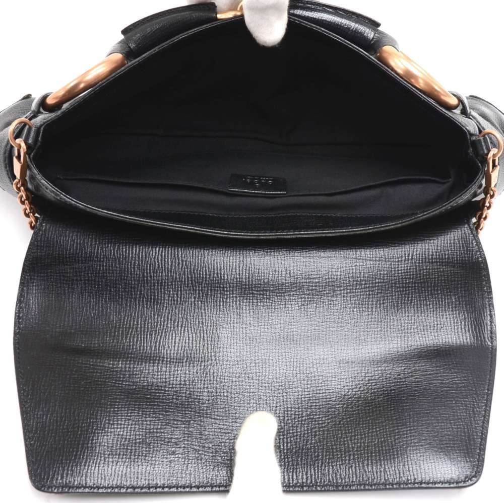 Gucci Gucci Horsebit Black Leather Rose Gold Hardware Shoulder Clutch