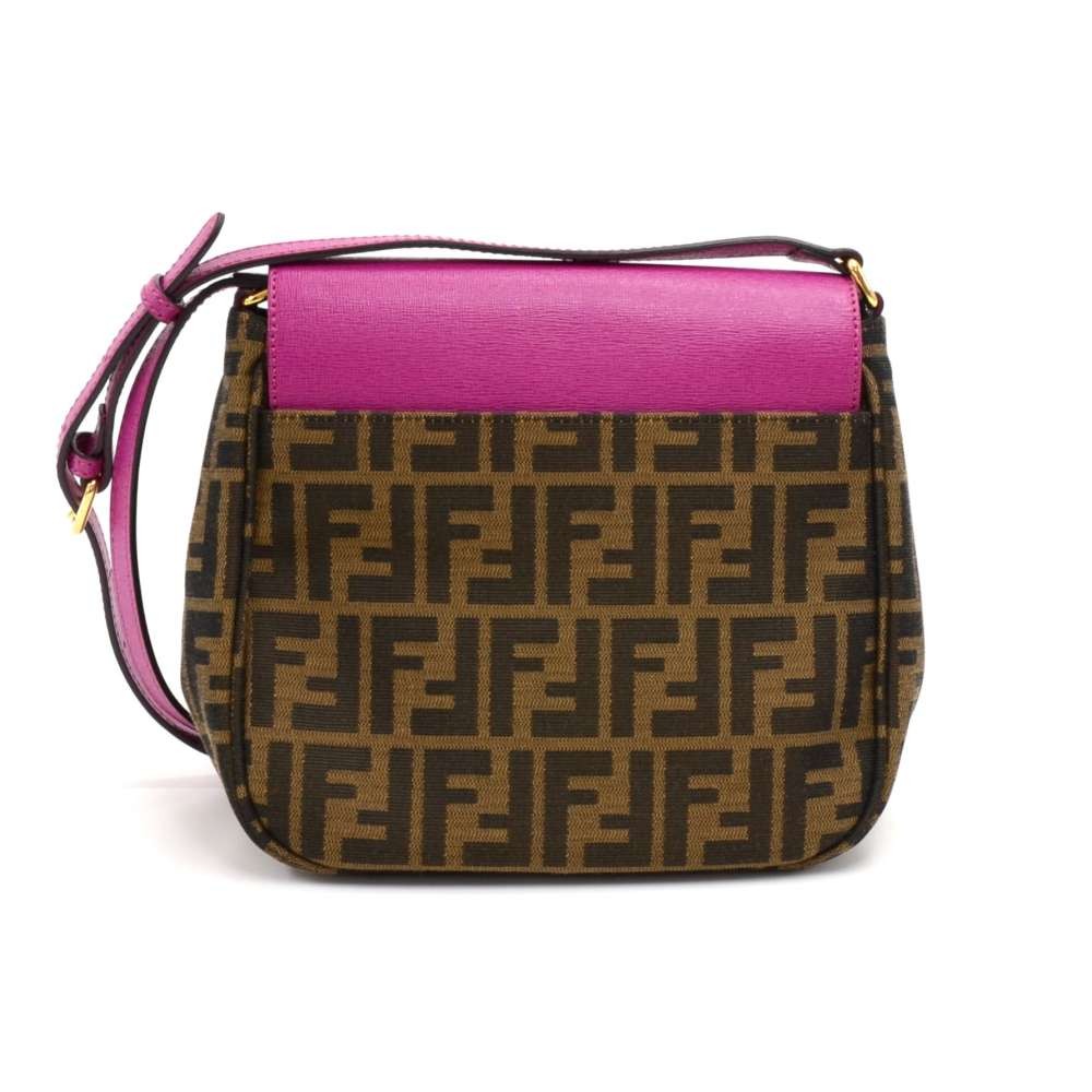 Fendi Pink Leather Zucca Canvas Shoulder Bag (4076017) – ZAK BAGS ©️