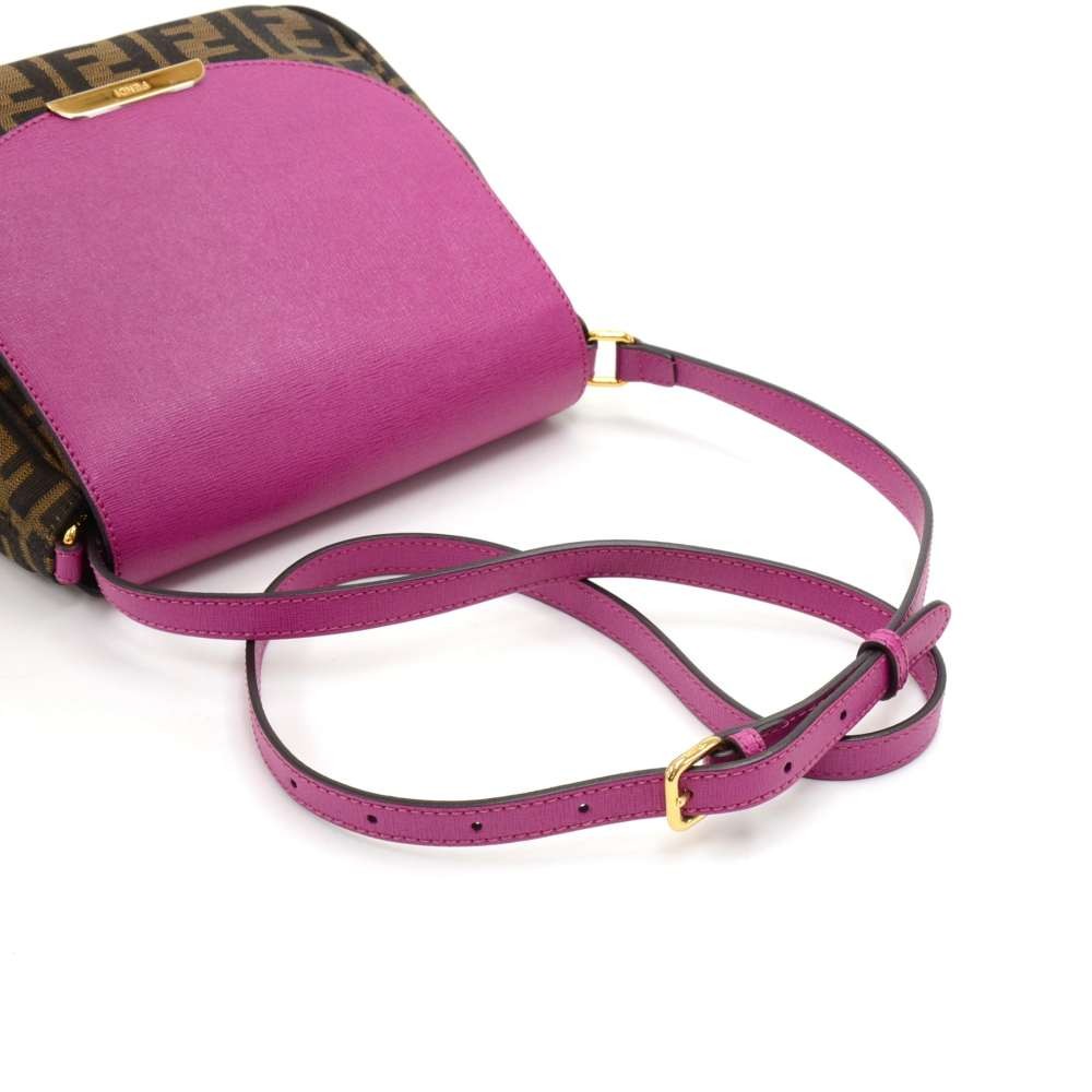 Vintage Fendi Zucca Double F Monogram Magnetic Closure Tan Pink Leather  Strap – Recess